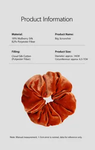 Dettagli su materiale e dimensioni dell'elastico per capelli in velluto e seta