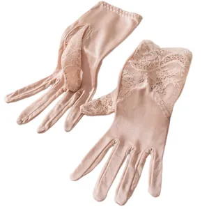 Gants en dentelle beige élégants pour femmes, gants de conduite de style vintage