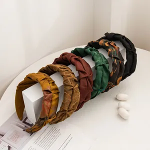 Handmade Mulberry Silk Jacquard Headband New Chinese Style Vintage Pleated Wide Non-Slip Hair Band Elegant Floral Satin Accessory For Women Jewelry