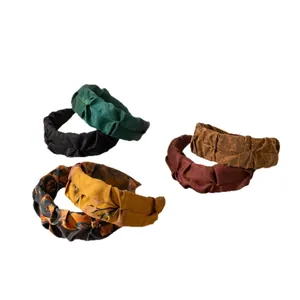 Handmade silk and satin ruched headbands in retro New Chinese style floral patterns set