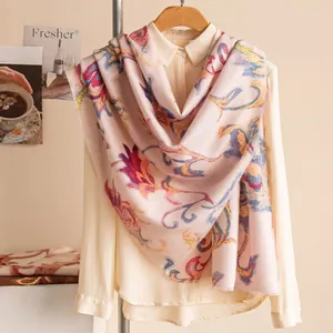Elegant Floral Print Long Scarf For Women Soft Lightweight Winter Warm Pashmina Shawl Fashion Printed Wrap Scarf