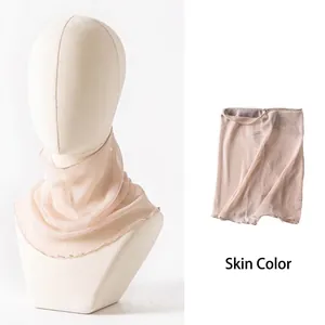 Breathable mulberry silk mesh neck gaiter in beige for women's sun protection