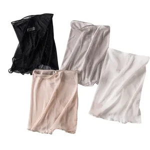 Lightweight mulberry silk mesh knit neck gaiter scarf for women in four colors