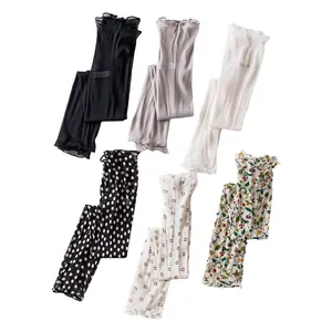 Silk mesh sun protection arm sleeves for women in solid colors and floral patterns