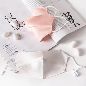 Premium 3D mulberry silk sun protection face mask set in pink and white silk finishes