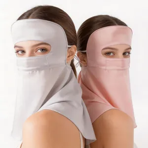 Maschera solare in seta di gelso premium per donna che copre interamente viso e collo