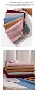 Close-up of soft wool scarves with water ripple texture and elegant fringe detail
