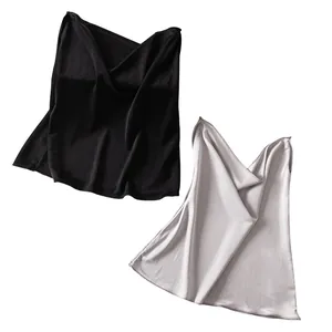 Two high-quality knitted silk neck gaiters in black and silver for outdoor sun protection