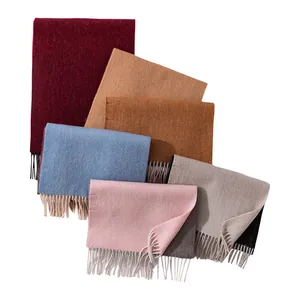 Premium pure wool scarves with water ripple texture and tassel fringe in various colors