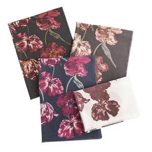 Collection of soft pashmina shawls with vintage tulip floral prints in multiple colors