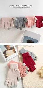 Premium veelkleurige dames winterhandschoenen van 100% wol met touchscreenfunctie