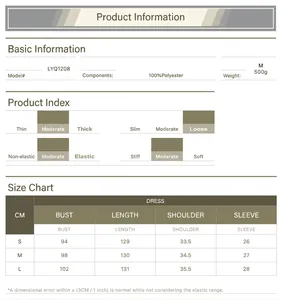 Detailed size chart and product specifications for women's short sleeve summer maxi dress.