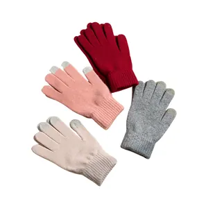 Assorti kleuren 100% wollen gebreide touchscreen compatibele winterhandschoenen