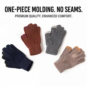 Guantes de punto de lana 100% cálidos para el invierno en azul marino marrón gris y caqui