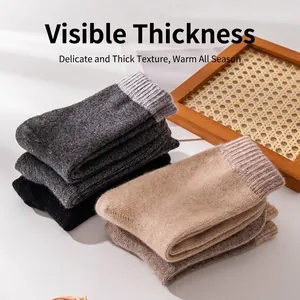 High-quality thick cashmere wool socks for winter warmth in various solid colors