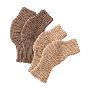 Rodilleras de Cachemira de Cabra 100% con Diseño de Punto de Canalé para Invierno