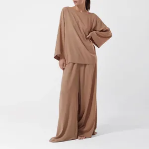 Ensemble de détente élégant de style français pour femmes avec haut ample et pantalon large