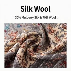 Elegante sjaal van zijde en wol met 30% zijde en 70% wol met een vintage patroon