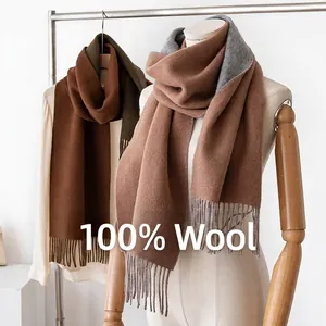 Sciarpa in Lana a Doppio Lato Spessa Calda Tinta Unita Scialle Invernale Con Nappine Per Uomo Donna Accessorio Moda