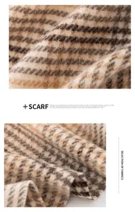 Macro close-up showing the soft brushed texture of this plaid wool winter scarf fabric