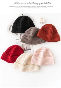 Colección de gorros de invierno de mezcla de lana con punto de gofre en varios colores