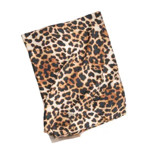 Classic leopard print faux cashmere scarf for women with delicate tassel edges