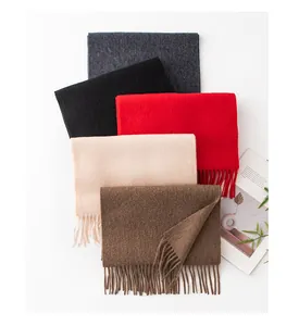 Vue détaillée de foulards multicolores en cachemire 100% avec des détails de glands