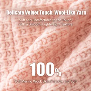 Primer plano de tejido de punto de lana de oveja 100% rosa suave con textura