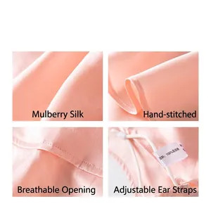 Pink mulberry silk sun protection mask with breathable design and adjustable straps