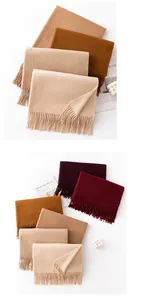 Premium solid cashmere scarves with fringe details in elegant earth tones for winter