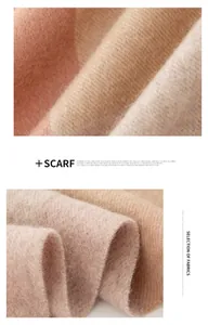 Makro-Detailansicht der weichen Textur des rosa-beigen karierten Lammwollschal-Stoffs