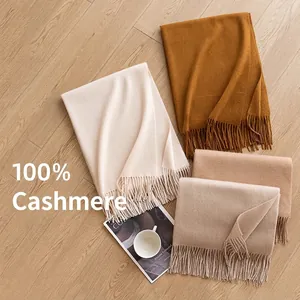 100% Cashmere Scarf For Women Winter Thick Warm Luxury Pashmina Shawl Solid Color Tassel Long Scarf Soft Fashion Wrap