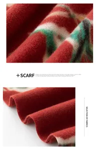 Detalle de primer plano de la suave textura de la bufanda floral de cachemira roja