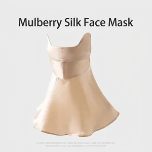 Premium champagne mulberry silk 3D sunscreen face mask for full protection and sunshade