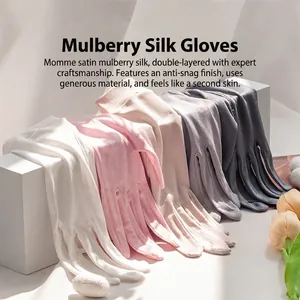 Women Mulberry Silk Gloves Thin Breathable UV Protection Sun Protection Gloves Five Finger Silk Etiquette Stage Gloves