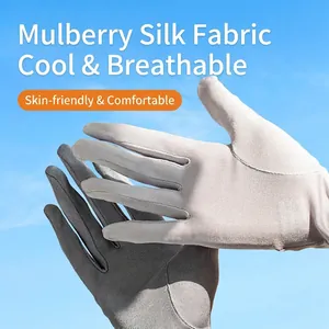 Women's sun protection mulberry silk gloves in thin five-finger style for summer