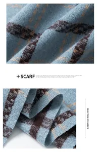 Detaillierte Nahaufnahme der weichen blau-braun karierten Kaschmir-Imitat Schaltextur