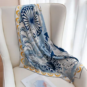Donna Moda Foulard in Seta di Gelso Lusso Stampa Floreale Geometrica Foulard Quadrato Versatile Copricapo Sciarpa
