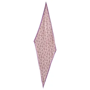 Eleganter Schal aus Seide und Wolle, langes schmales Design mit lila Paisleymuster und Rand