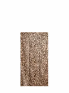 Detail view of luxury leopard print mulberry silk scarf with soft texture