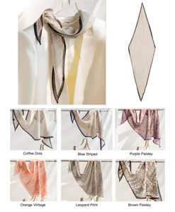 Elegantes bufandas largas de mezcla de seda y lana con varios estampados de moda.