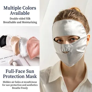 Mulberry Silk Sun Protection Face Mask Breathable Full Face Protection Cover Mask For Women Outdoor Cycling Sunshade Dustproof