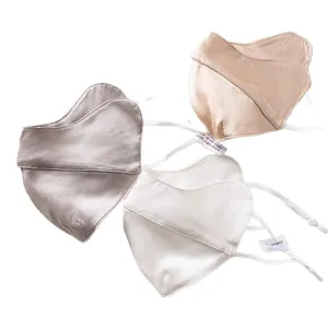 Premium double-layer mulberry silk sun protection face masks in three elegant colors
