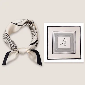 Luxury Mulberry Silk Square Scarf For Women Printed Small Neck Scarf Fashion Commuter Floral Geometric Silk Head Scarf