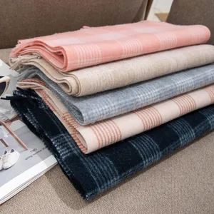 Set of premium soft plaid wool scarves in assorted pastel colors for winter warmth