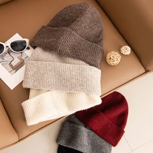Premium soft yak cashmere knitted beanies in multiple colors for women winter style