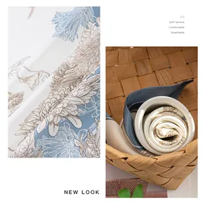 Detail of elegant floral print scarf and soft silk-like fabric texture