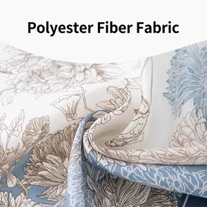 Elegant floral print square scarf featuring silk-like polyester fabric with soft texture
