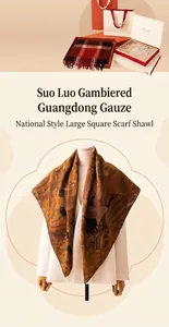 Luxury Xiangyunsha silk scarf with crane print and elegant gift box packaging.