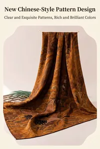Detailed macro shot of traditional Chinese Xiangyunsha silk shawl with elegant patterns